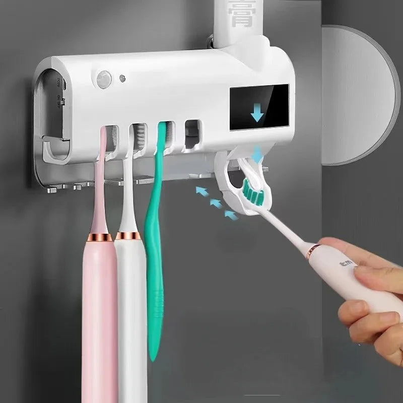 UV light Toothbrush Holder and paste Dispenser